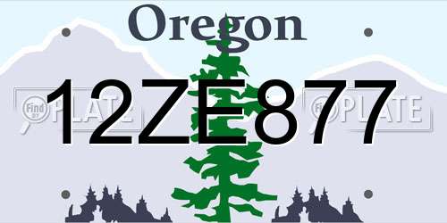 12ZE877 Oregon License Plate