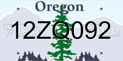 12ZQ092 Oregon License Plate