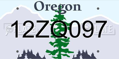 12ZQ097 Oregon License Plate