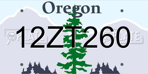 12ZT260 Oregon License Plate