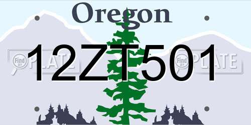 12ZT501 Oregon License Plate