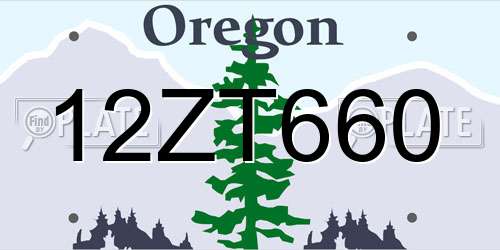 12ZT660 Oregon License Plate