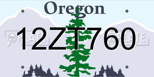 12ZT760 Oregon License Plate