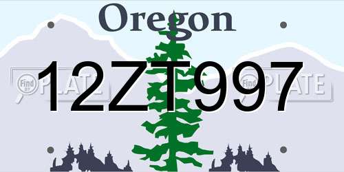 12ZT997 Oregon License Plate