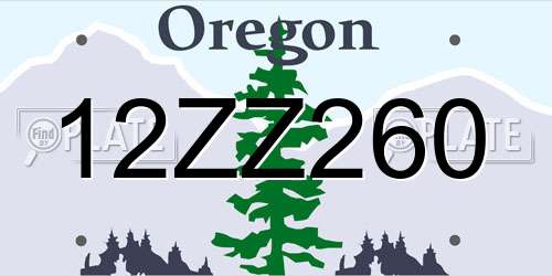 12ZZ260 Oregon License Plate