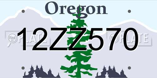 12ZZ570 Oregon License Plate