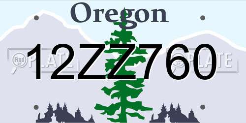 12ZZ760 Oregon License Plate