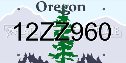 12ZZ960 Oregon License Plate
