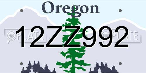 12ZZ992 Oregon License Plate