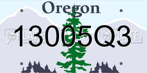 13005Q3 Oregon License Plate