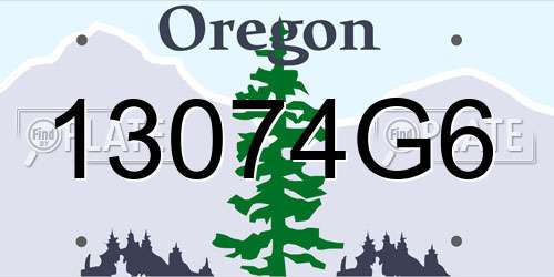 13074G6 Oregon License Plate