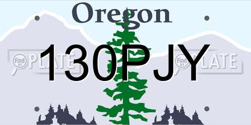 130PJY Oregon License Plate