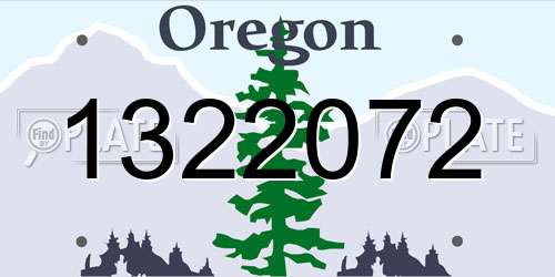 1322072 Oregon License Plate