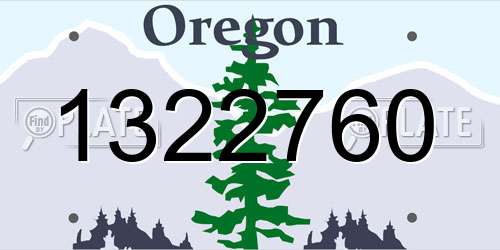 1322760 Oregon License Plate