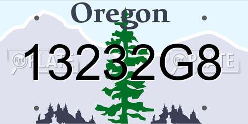 13232G8 Oregon License Plate