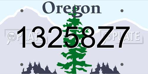 13258Z7 Oregon License Plate