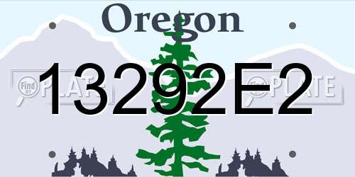 13292E2 Oregon License Plate