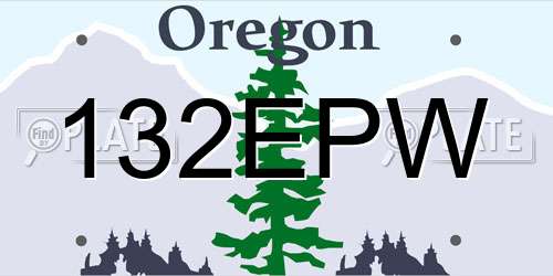 132EPW Oregon License Plate