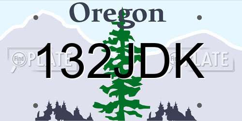 132JDK Oregon License Plate