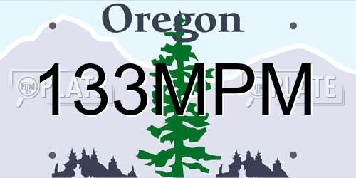 133MPM Oregon License Plate