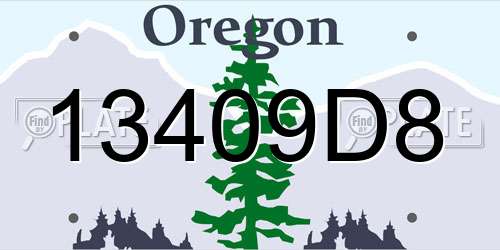 13409D8 Oregon License Plate