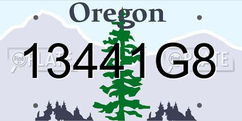13441G8 Oregon License Plate