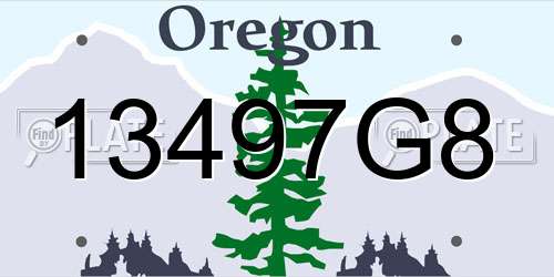13497G8 Oregon License Plate