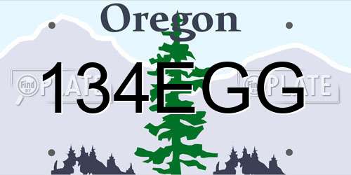 134EGG Oregon License Plate