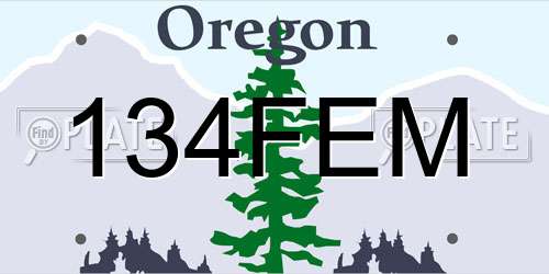 134FEM Oregon License Plate