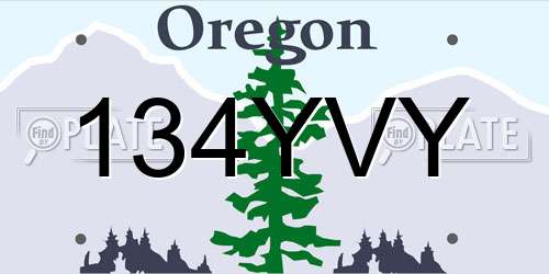 134YVY Oregon License Plate