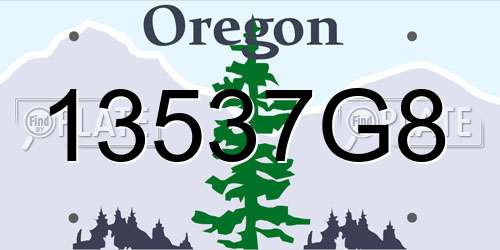 13537G8 Oregon License Plate