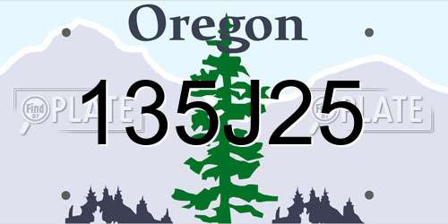 135J25 Oregon License Plate