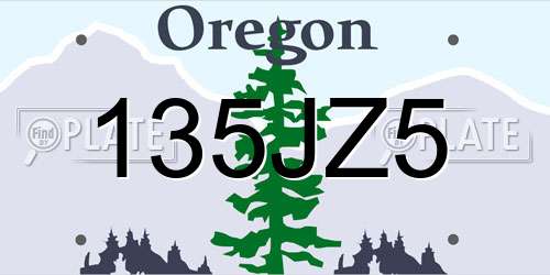135JZ5 Oregon License Plate
