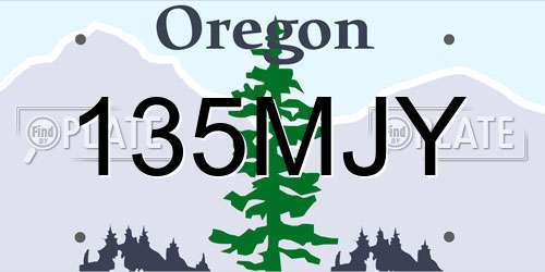 135MJY Oregon License Plate