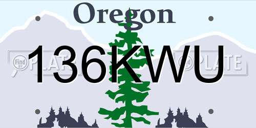136KWU Oregon License Plate