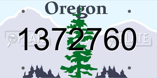 1372760 Oregon License Plate