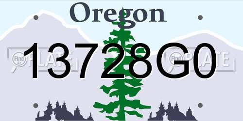 13728G0 Oregon License Plate