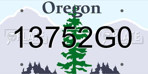 13752G0 Oregon License Plate