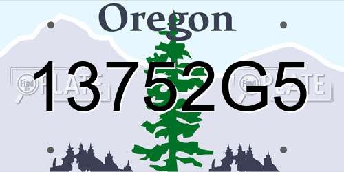 13752G5 Oregon License Plate