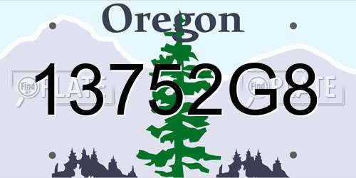 13752G8 Oregon License Plate
