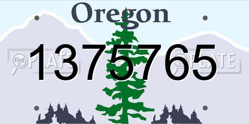 1375765 Oregon License Plate