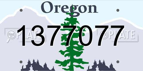 1377077 Oregon License Plate