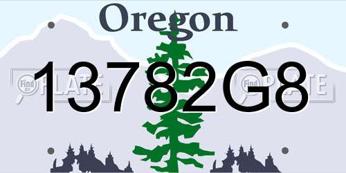13782G8 Oregon License Plate