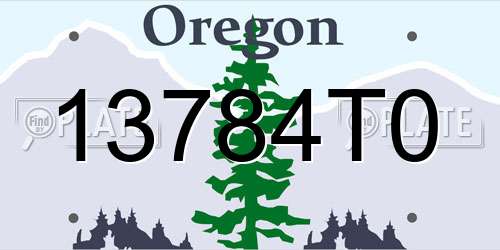 13784T0 Oregon License Plate