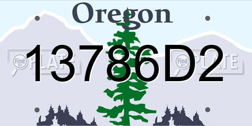 13786D2 Oregon License Plate