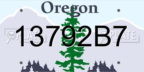 13792B7 Oregon License Plate
