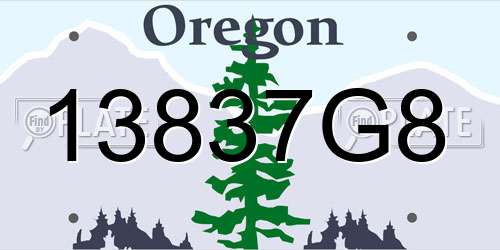 13837G8 Oregon License Plate