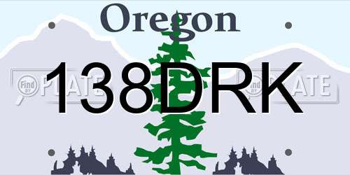 138DRK Oregon License Plate