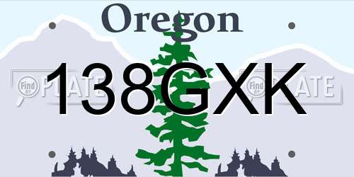 138GXK Oregon License Plate