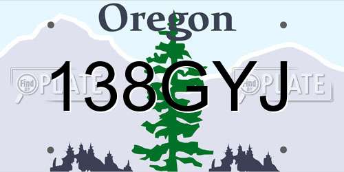 138GYJ Oregon License Plate